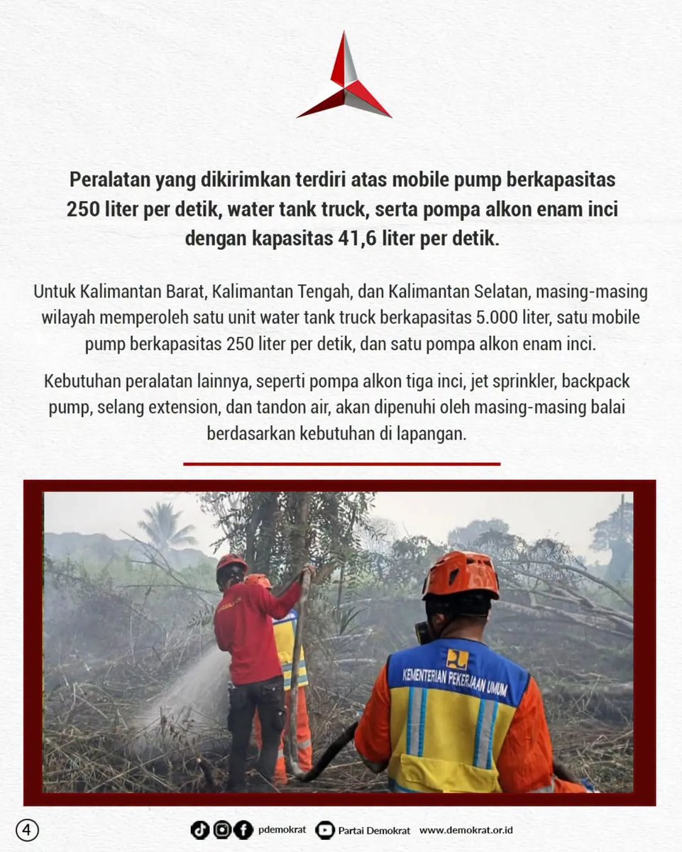 DPCDemokratLA's tweet photo. Menteri Pekerjaan Umum (PU) yang juga merupakan Wakil Ketua Umum Partai Demokrat, Dody Hanggodo, menginstruksikan Kementerian PU untuk bergerak cepat memperkuat kesiapsiagaan dalam menghadapi kebakaran hutan dan lahan (karhutla) di Pulau Kalimantan. 

#menteripu #dodyhanggodo https://t.co/7ZGRjPMJvT