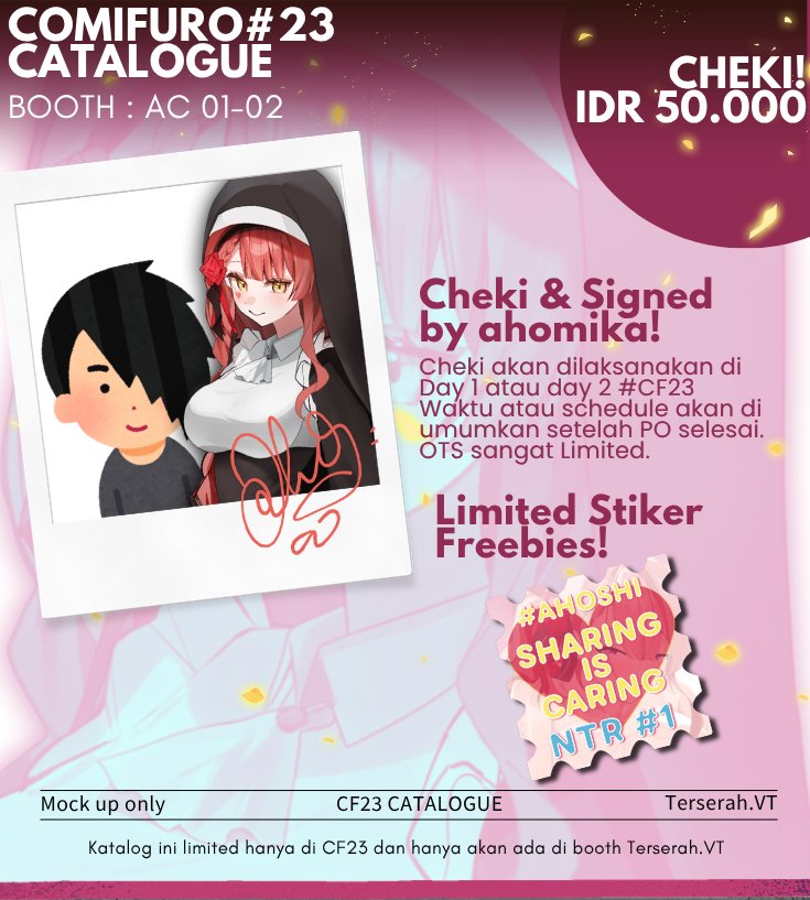ahomika_Ch's tweet photo. 🌹 AHOMIKA #CF23 CATALOGUE (⁠ ⁠≧⁠Д⁠≦⁠)!! Cheki yang dijanjikan ituuu!

PICK UP BOTH DAYS &amp; MAIL ORDER
📅:  21 SEPT - 5 OKT 2026
📍:  Booth AC 01-02

order form: https://t.co/gQKDnuD1Q1

#CF23catalogue #comifuro23catalogue #cf23 https://t.co/gtuWxgyz3D