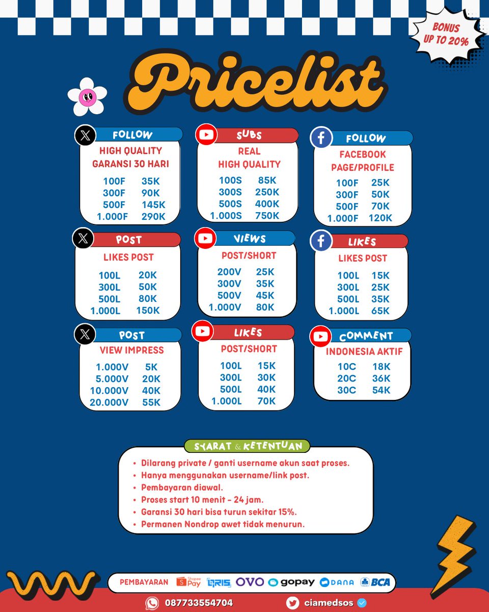 tcuarn's tweet photo. cia readyy layanan sosmed murah bergaransi ada jual followers ig jual follower tiktok shopee permanen akun indo aktif trusted 6000+ testi order😻🚀

t. wts wtb beli folls instagram tt tik tok subs youtube view reel likes buzzer komentar share save fyp dll zonauang #bealanja https://t.co/8QeJ9a3vJj