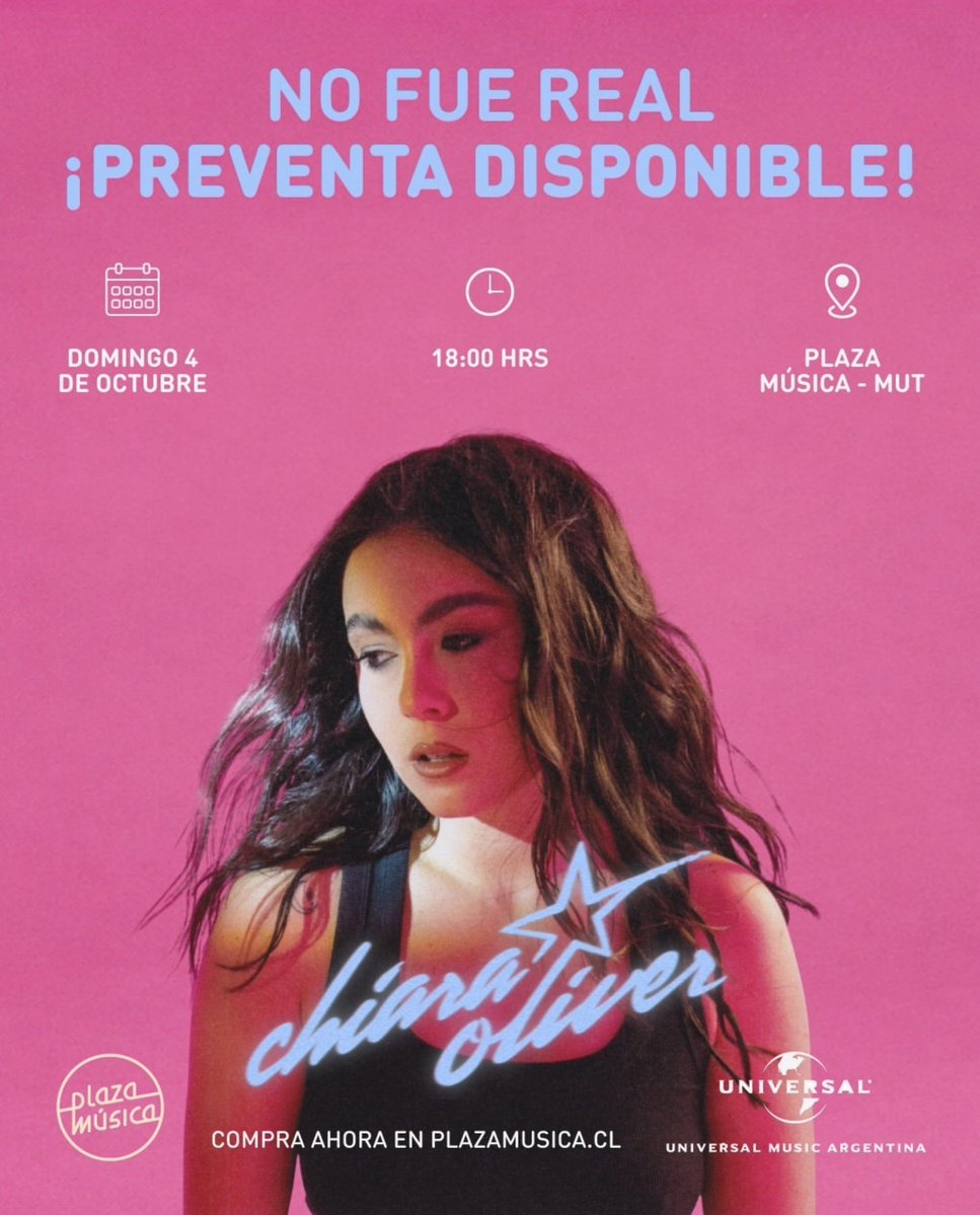 chiaranewss's tweet photo. 🇨🇱 | NUEVA FECHA FIRMAS DE DISCOS 

¡Chiara Oliver estará firmando discos en CHILE! 

 📅 Domingo 4 de octubre
🕕 18:00 hrs 
📍 Plaza Música – MUT, Piso -1
 📌 Av. Apoquindo 2730, Las Condes https://t.co/al4sSWM2y3