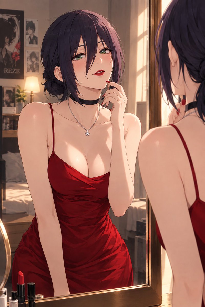 ReDchaiNNQ's tweet photo. Reze - Red Dress &amp; Mirror ✨🌹
#Reze #ChainsawMan #AnimeArt https://t.co/aSyCPaiJvH
