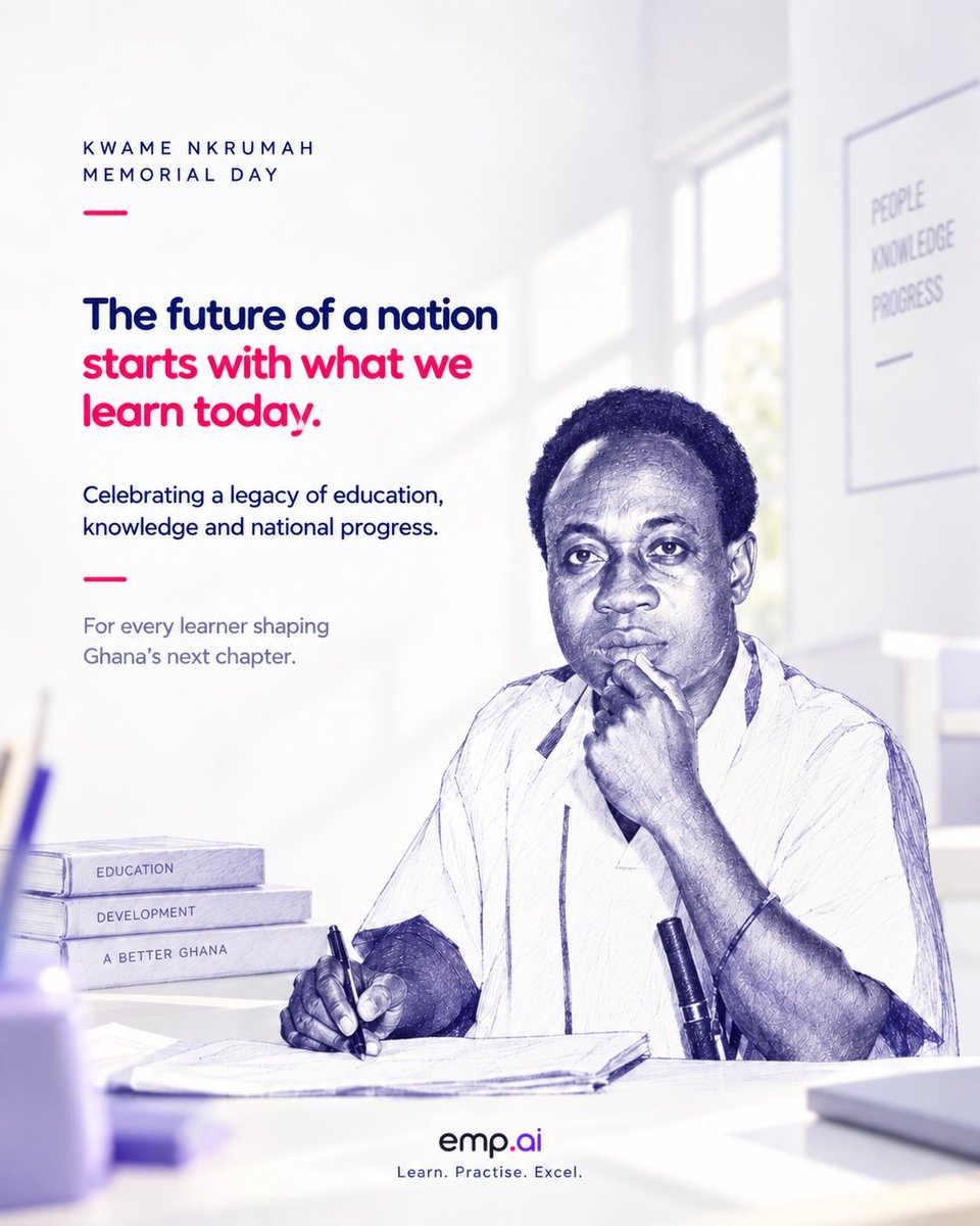 EMPAISPACE's tweet photo. Education builds nations. 🇬🇭

Today, we reflect on Dr. Kwame Nkrumah’s legacy and the power of education to shape Ghana’s future.

#empai #Ghana #kwamenkrumah https://t.co/LDFY5jywD9