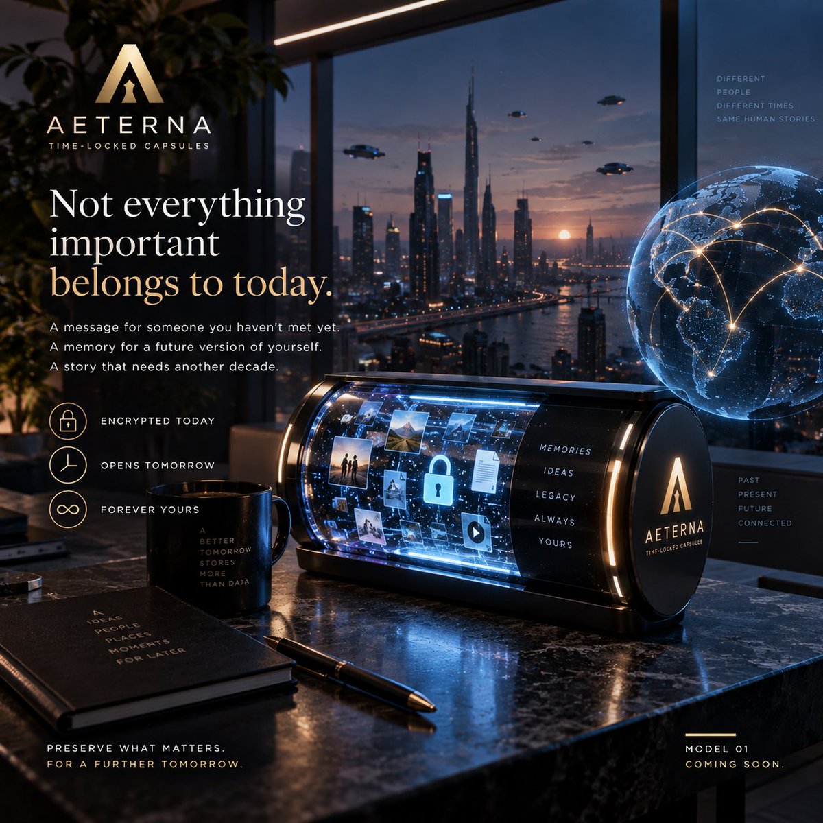 aeternacapsule's tweet photo. We keep more of our lives digital than ever before.

Photos. Messages. Ideas. Stories. Moments we never want to lose.

But digital doesn’t automatically mean lasting.

AETERNA is being built to give meaningful memories a place beyond the present.

Model 01 coming soon. https://t.co/zd5q67zrVq