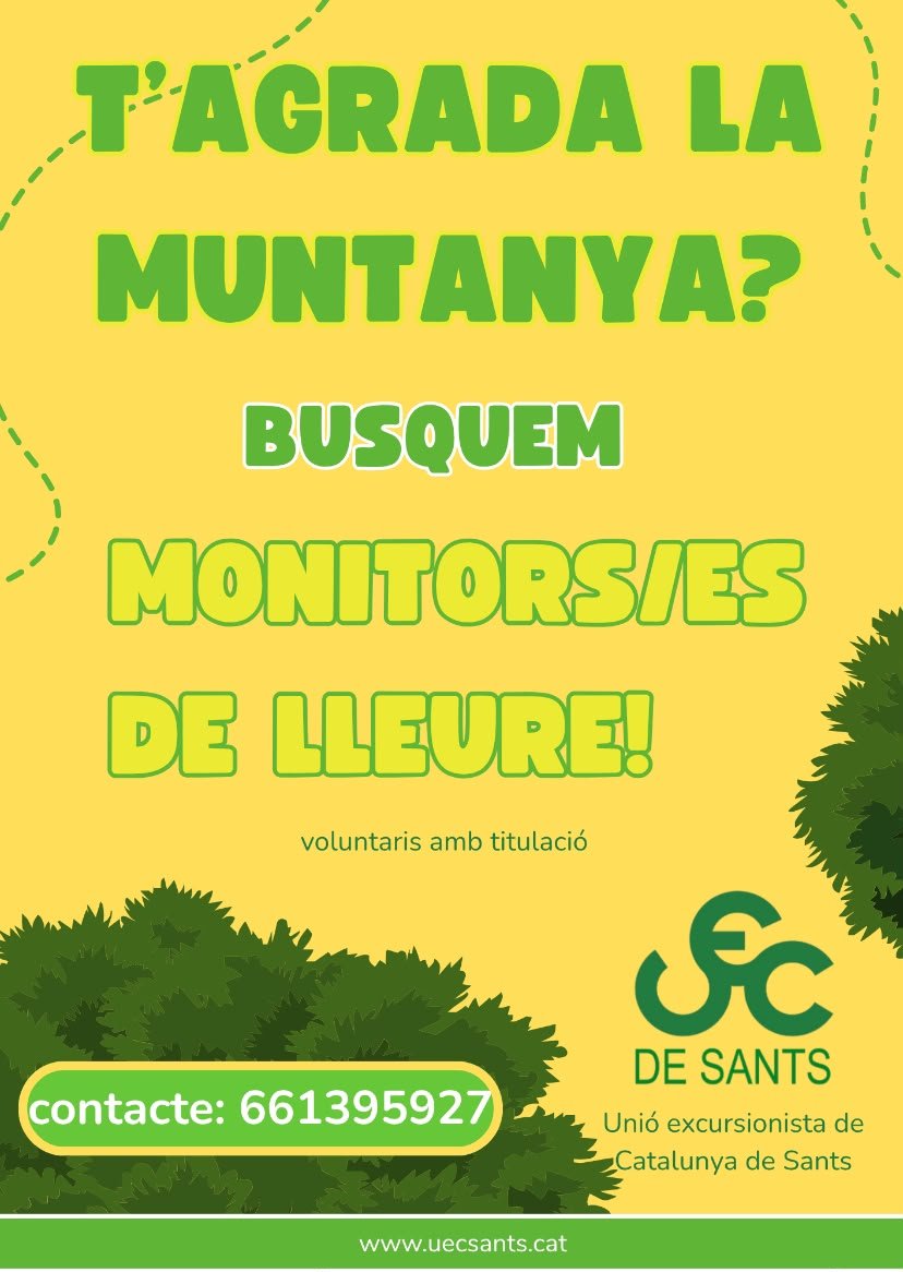samesants's tweet photo. Aquest curs iniciem de nou la #SIM a Sants 🚶🏻‍♀️🥾🏕️

📢 Busquem monitores amb titol de lleure ⛰️🌄

#monitordelleure #uecsants #excursionismeinfantil #iniciacioalamuntanya https://t.co/CArMZ2NxEx