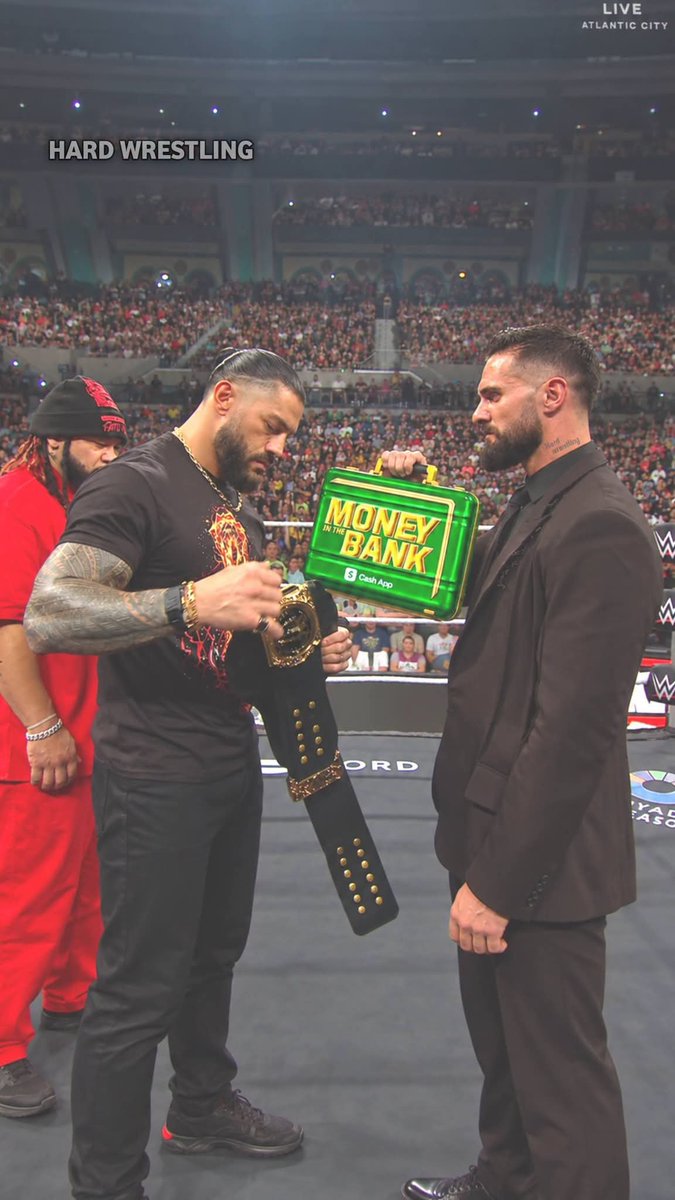 HardyAll77's tweet photo. Will the Roman Reigns vs. Seth Rollins match happen again after Seth Rollins wins the Money in the Bank briefcase? #wwe #wweraw #mitb2026 https://t.co/UQ2FvcOlUX