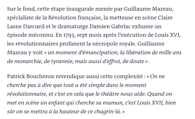 EugenieBastie's tweet photo. Un spectacle woke censé recréer un Puy du Fou de gauche (mais financé par l'argent public) va être organisé en Seine-Saint-Denis sous le haut patronage de Patrick Boucheron et Guillaume Mazeau. Trois spectacles dont un aura lieu sur le parvis de la cathédrale Saint Denis qui mettra en scène la profanation de la nécropole royale, qualifiée de "moment d’émancipation, la libération de mille ans de monarchie, de tyrannie" par Guillaume Mazeau. 

https://t.co/XDVzT9M5CA