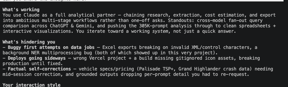 chris_nectiv's tweet photo. This is pretty sweet SEOs. 

The /insights command will actually have Claude give you feedback on how to improve your workflows. 
  
Credit to @noahlearner https://t.co/9l5rLKbfQ1