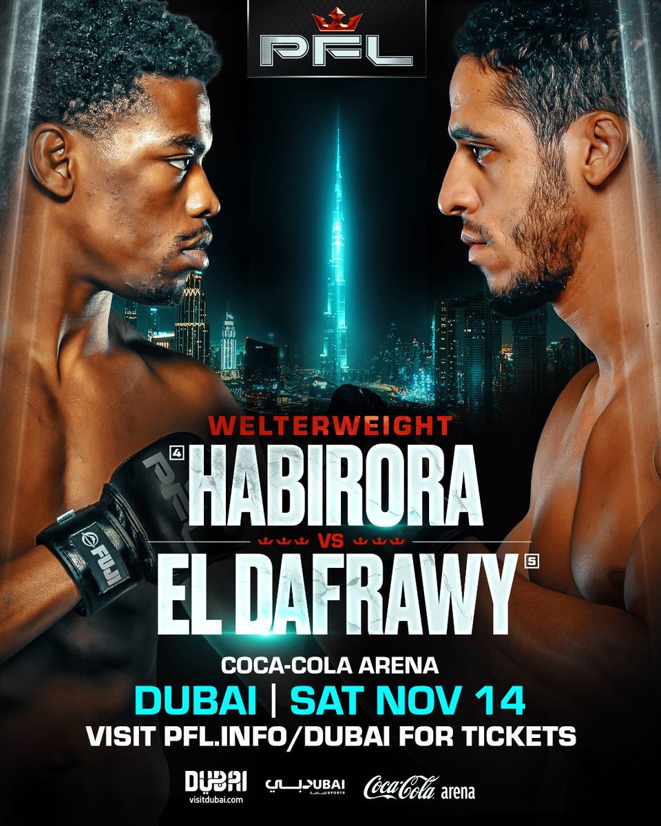 MMAPropagande's tweet photo. 🇧🇪 Patrick Habirora (9-0) affrontera l'ancien vainqueur du tournoi du PFL MENA 🇪🇬 Omar El-Dafrawy (16-6) en co-main event du #PFLDubai !

Force à Patrick 💥👊 !

📅 14 novembre 2026
📍 Dubaï, Émirats arabes unis 🇦🇪
[Via : @PFLMMA] https://t.co/EUbG544Bjs
