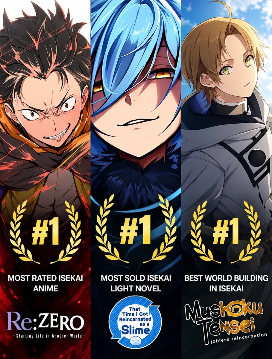 LordInosuke741's tweet photo. The holy trinity of modern Isekai https://t.co/WEicTczaD2