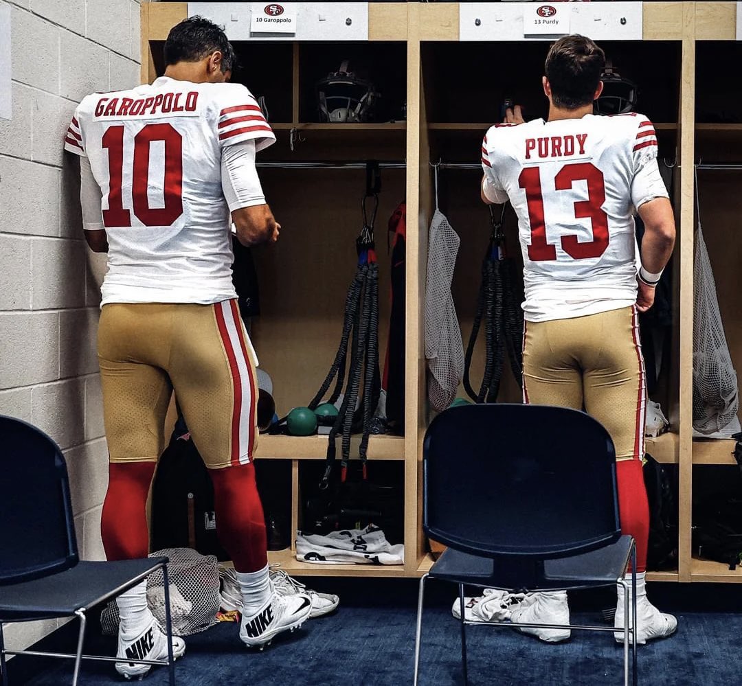 9ersmuse's tweet photo. Jimmy Garoppolo vs Brock Purdy with the 49ers:

Jimmy G: 57 GP
13,599 YDS | 82 TD | 42 INT | 99.2 RTG

Purdy : 51 GP
12,177 YDS | 89 TD | 38 INT | 104.9 RTG

Purdy has more TDs, fewer INTs and a higher passer rating in 6 fewer games.

#49ers #9ersmuse https://t.co/JL07uutIJV