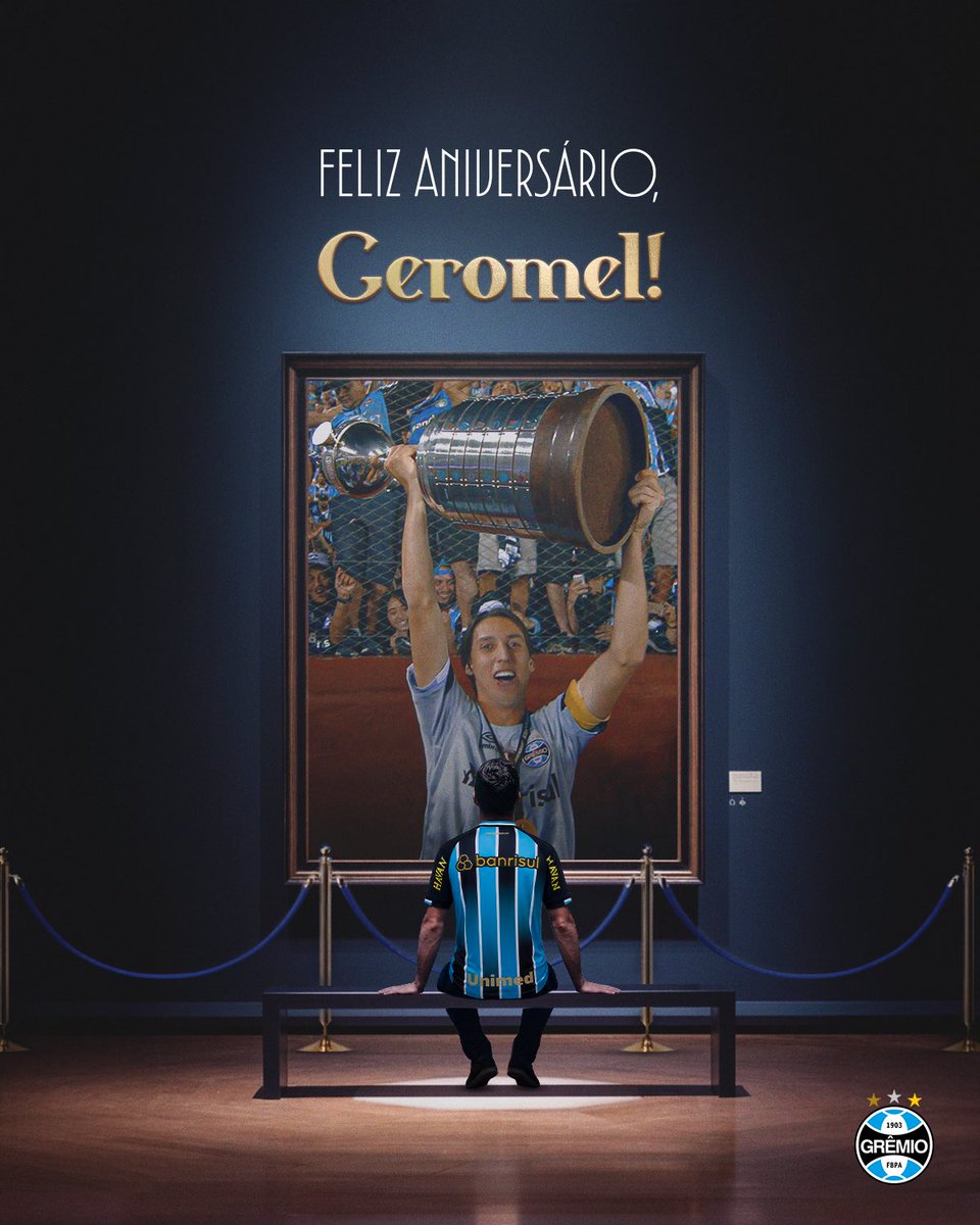 Gremio's tweet photo. LENDA VIVA 🇪🇪🥳 Hoje é aniversário do Geromel, um dos grandes nomes que vestiram o manto Tricolor e ajudaram a escrever capítulos inesquecíveis da nossa história. Liderança, divindade, raça e títulos marcaram uma trajetória que entrou para a imortalidade gremista.  Parabéns, lenda!