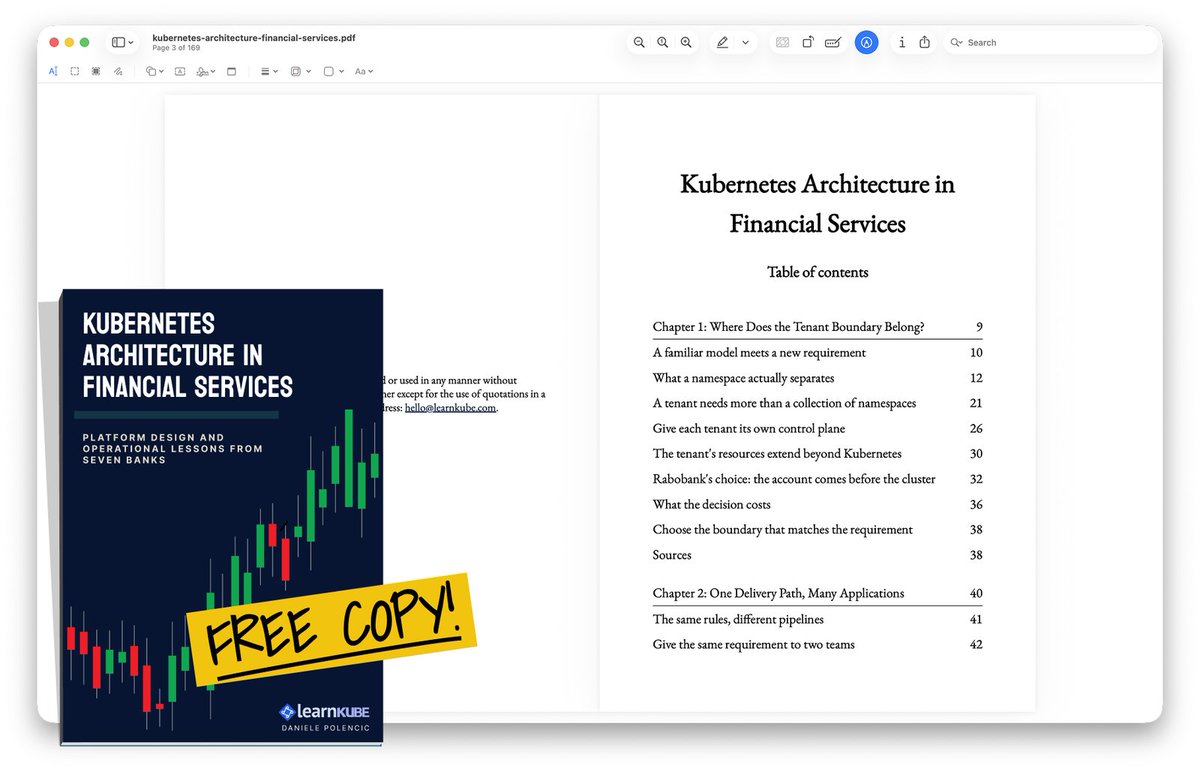 danielepolencic's tweet photo. Kubernetes hard mode: how do banks run their platforms?

My new book, Kubernetes Architecture in Financial Services, is out now:

https://t.co/pCV2jpyX2C

Here is what surprised me while researching it: https://t.co/42ThF6POjl