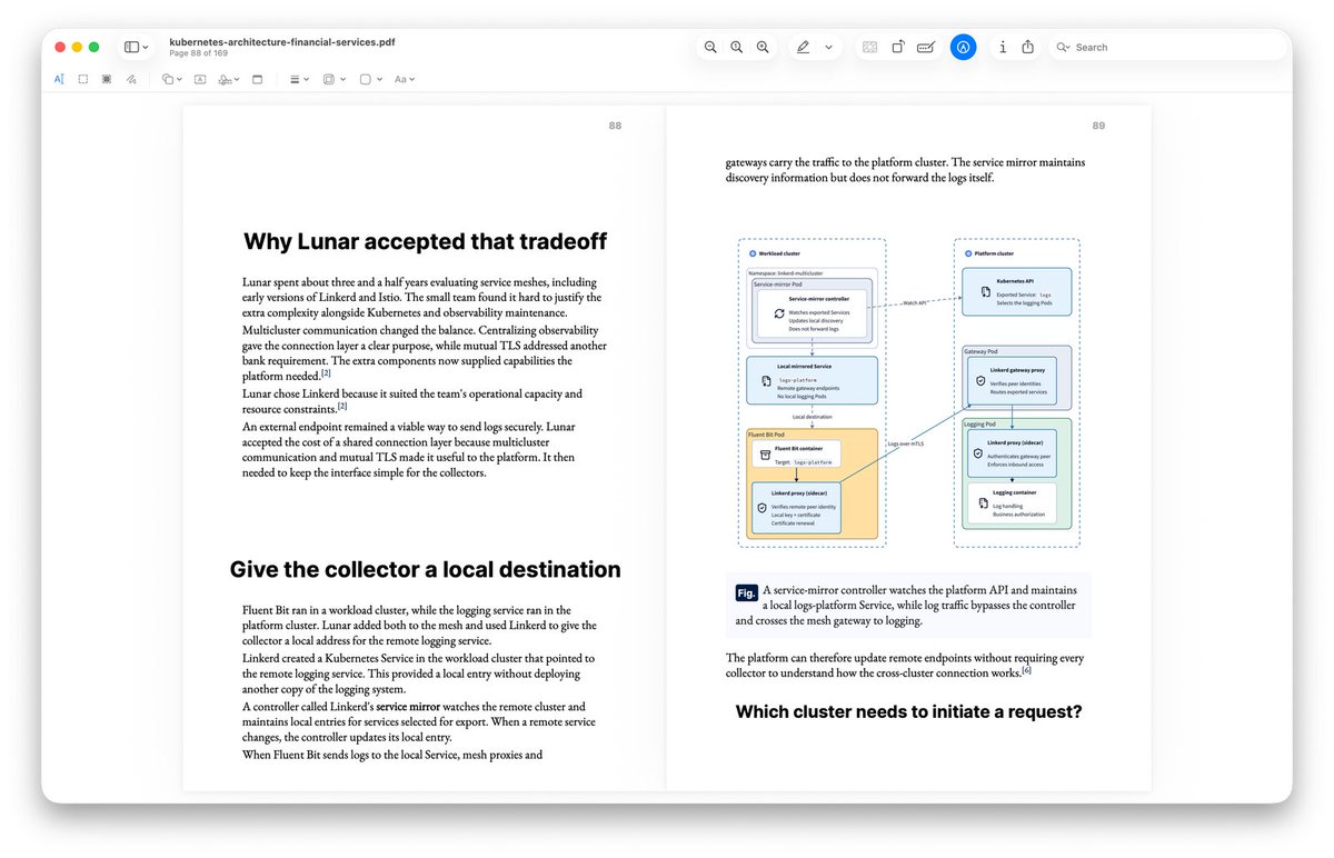 danielepolencic's tweet photo. Kubernetes hard mode: how do banks run their platforms?

My new book, Kubernetes Architecture in Financial Services, is out now:

https://t.co/pCV2jpyX2C

Here is what surprised me while researching it: https://t.co/42ThF6POjl