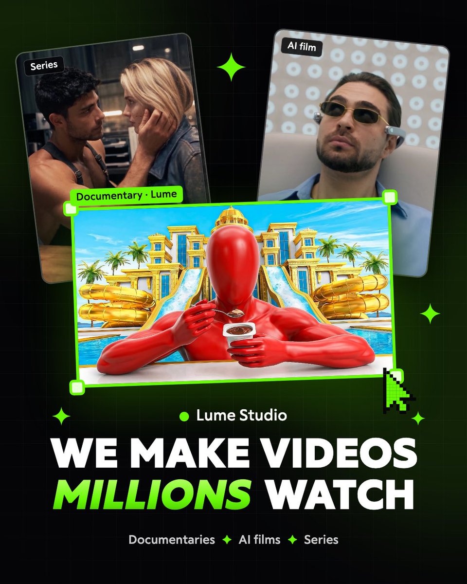 LumeStudioo's tweet photo. Hi, we're Lume Studio. We make videos millions watch.

• 300K+ subscribers on our documentary channel.
• 2.8M+ views on AI films made with zero cameras.
• And our own platform to watch it all.

Here's who we are 👇 https://t.co/M2ocTtA2tg