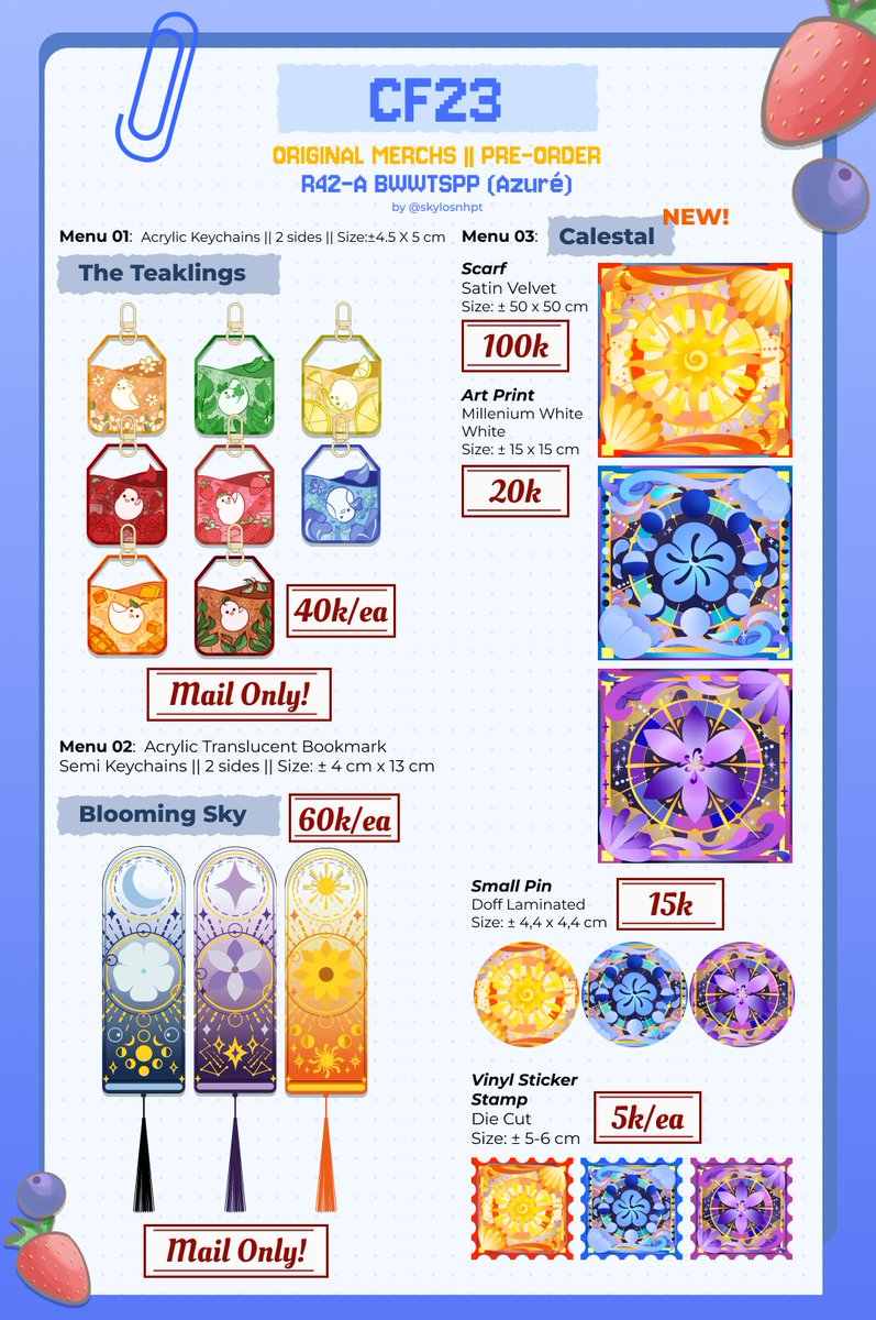 skylosnhpt's tweet photo. 💟 and 🔄 are much appreciated ✨

Putu's #cf23 PO batch 2 catalogue for Pick-Up and Mail Order are open!🌻

!New menu available!

🛒PO: 21 Sept - 12 Okt 2026
🎫Originals &amp; YCHs
📦Pick up: R42-A BWWTSPP (Azuré)

🔗https://t.co/dBDWZgu10t

#comifuro23 #cf23catalogue #ocs #ych https://t.co/Yi384erjFq