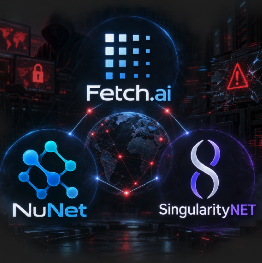 coinbureau's tweet photo. ⚠️ ALERT: An attacker targeted Fetch .ai, NuNet and SingularityNET-linked infrastructure, minting or draining 2.3 BILLION tokens across FIVE assets.

The attacker’s unrealized profits is now at  $17 MILLION, per PeckShield.

The attacker:
• Drained 8.7 million FET
• Minted 408.5 million NTX
• Minted 896 million AGIX
• Minted 500.5 million WMTX
• Minted 492.4 million CGV
• Drained $289,575 from a USDC payroll contract

The attacker cashed out approximately $2.25 million, mostly from the FET sale.

Bitquery also traced an initial sweep of ETH and BNB from 16 wallets.

Four of the wallets were labelled as "SingularityNET or NuNet staff" wallets, suggesting a wider compromise of the interconnected infrastructure.

3 of the 5 compromised signing keys had still NOT been replaced when the report was published.