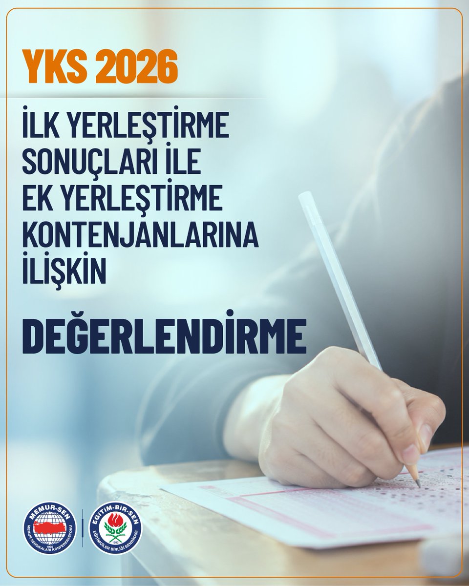 EgitimBirSen's tweet photo. 🔎 YKS 2026 İLK YERLEŞTİRME SONUÇLARI İLE EK YERLEŞTİRME KONTENJANLARINA İLİŞKİN DEĞERLENDİRMEMİZ

📉2 milyon 426 bin adayın başvurduğu 2026 YKS’de devlet üniversitelerinin örgün programları ilk yerleştirmede yüzde 99 oranında dolmasına rağmen, kayıt yaptırmayanlar nedeniyle 30 binin üzerinde kontenjan yeniden boş kaldı. Vakıf yükseköğretim kurumları ve açık öğretim programları da hesaba katıldığında ek yerleştirmeye ayrılan kontenjan sayısı 110 bine ulaştı. 

📉 Kayıt yaptırmayan adayların sayısının yüksekliği, tercih ile fiili üniversiteye başlama davranışı arasında önemli bir fark bulunduğuna işaret ediyor.Bu tablo dikkate alınarak yükseköğretimde kontenjan planlaması yalnızca doluluk oranlarına göre değil, öğrenci talebi, kayıt davranışı, istihdam olanakları ve üniversitelerin gerçek kapasitesi dikkate alınarak yapılmalıdır.

📉2026 YKS sonuçlarının verdiği temel mesaj, yalnızca devlet üniversitelerinde kontenjanların büyük ölçüde dolmuş olması değildir. Asıl mesele, yerleşen adayların önemli bir bölümünün neden kayıt yaptırmadığı ve bazı programların neden sürdürülebilir öğrenci talebi oluşturamadığıdır.

Üniversiteye yerleşmenin tek başına bir başarı göstergesi olarak görülmediği; öğrencinin kayıt yaptırdığı, nitelikli eğitim aldığı ve mezuniyet sonrasında bilgi ve becerilerine uygun istihdam imkanlarına erişebildiği bir yükseköğretim sistemi hedeflenmelidir. Bu çerçevede tercih edilmeyen, sürekli boş kalan veya mezuniyet sonrası istihdamla bağı zayıflayan programların yeniden değerlendirilmesi ve yükseköğretimde kaynakların daha etkin kullanılması kaçınılmazdır.

📌 Ayrıntılı değerlendirmemizi okumak için: https://t.co/PqiWmYUrsq