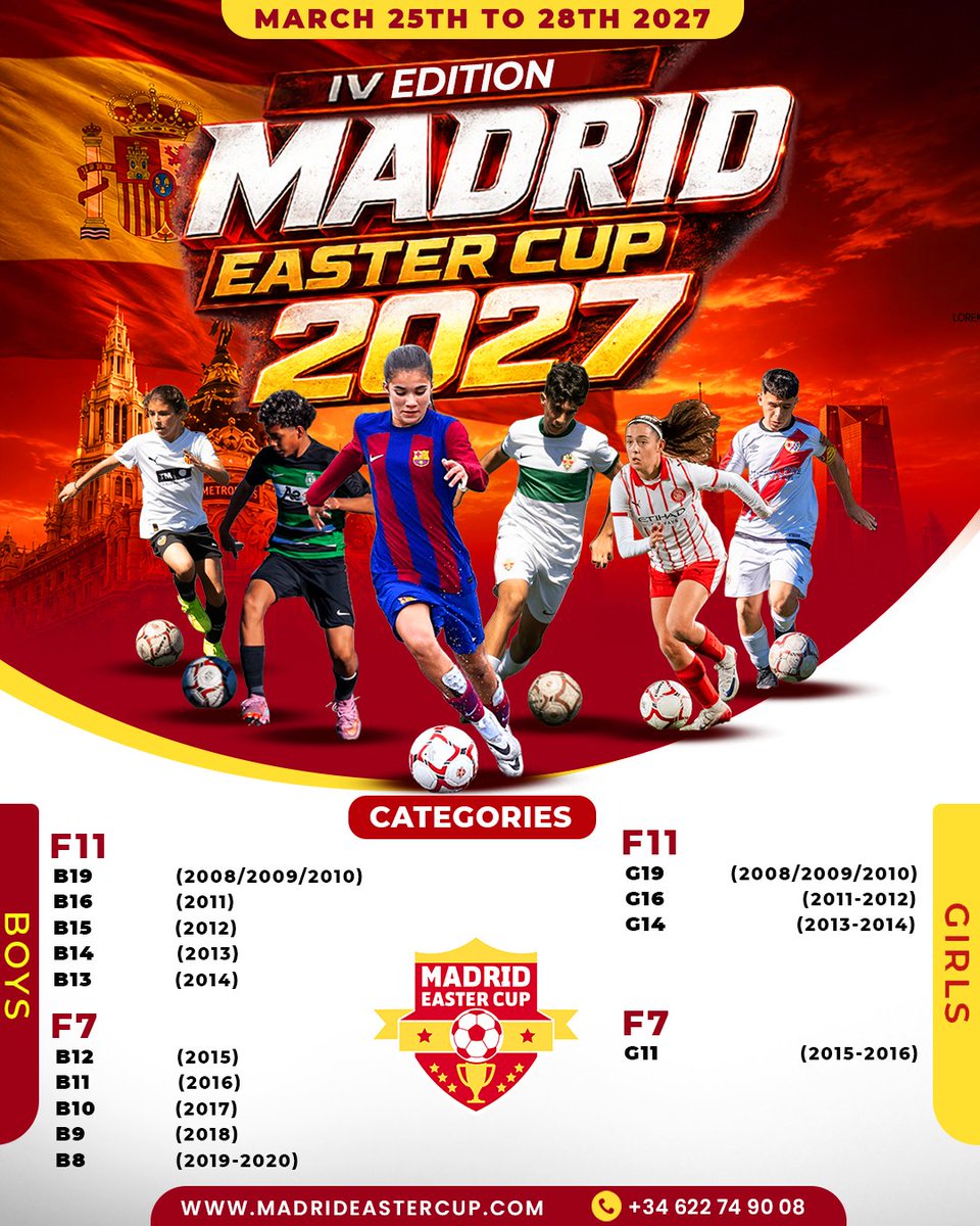 madrideastercup's tweet photo. 👉🏼 FEMENINO | GIRLS

▪️JUVENIL 2008-2009-2010
▪️CADETE 2011-2012
▪️INFANTIL 2013-2014
▪️ALEVÍN 2015-2016

🔥 ¿Te lo vas a perder?
📩 Inscripciones abiertas. Contacta con nosotros y reserva tu plaza.

info@madrideastercup.com 
https://t.co/QLzA13fFA5
+34 622 749 008 https://t.co/kk2bBjjkIM