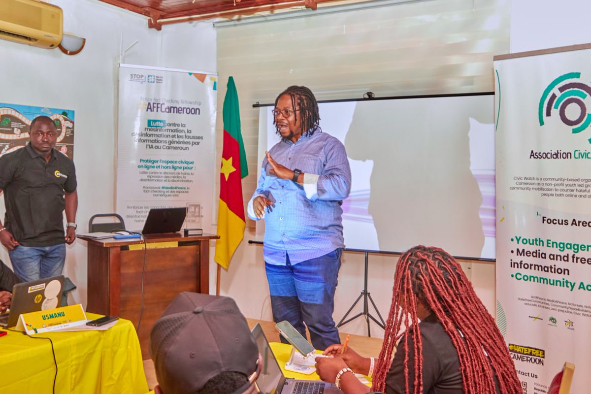 237check's tweet photo. Day 3 #AFFCameroon
"Who said this? Where's the evidence?"
Fellows dove into prebunking recognizing manipulation, guided by @KAMTCHANG1 & @MbuhStella on group work, coordinated by Dr. @KinangDerick.
Fellows are buildind skills day by day
#FactsMatter #ThinkB4UClick https://t.co/KIl9V5kiy0