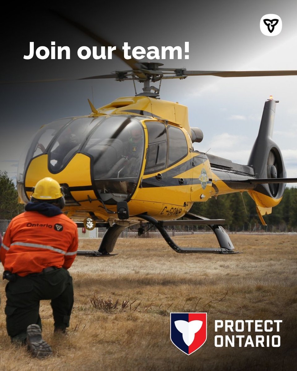 ONforestfires's tweet photo. Are you a skilled pilot looking to play a critical role in protecting Ontario’s communities and forests from wildland fires?

We are hiring 5 Rotary Wing Pilots:
- 2 in Timmins
- 1 in Dryden
- 1 in Thunder Bay
- 1 in Sault Ste. Marie

Apply by October 13: https://t.co/q7OrBTR6Bi https://t.co/GDwYVygUed