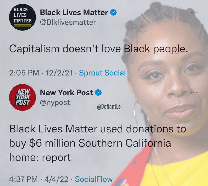 DefiantLs's tweet photo. Whatever happened to the BLM founders? Supporters too? https://t.co/kwtMzvuTLO