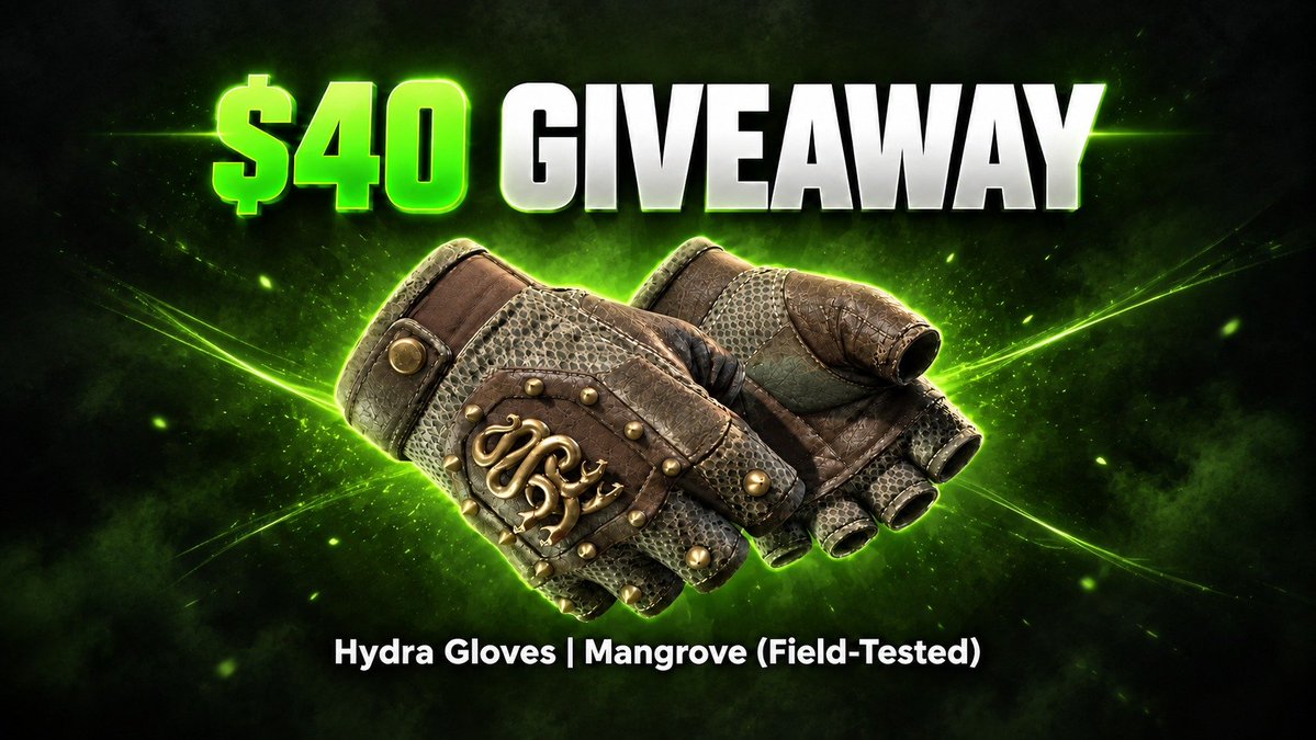 p1eakcs's tweet photo. 🚨 $40 CS2 GIVEAWAY 🚨

Giving away a pair of Hydra Gloves | Mangrove (Field-Tested) to one winner!

To enter:

✅ Follow @p1eakcs and @cashsnip3r 
✅ Like + Retweet
✅ Tag 1 friend in the comments

Winner picked in 7 days. Good luck! 🍀 https://t.co/QRWiiM0PiS