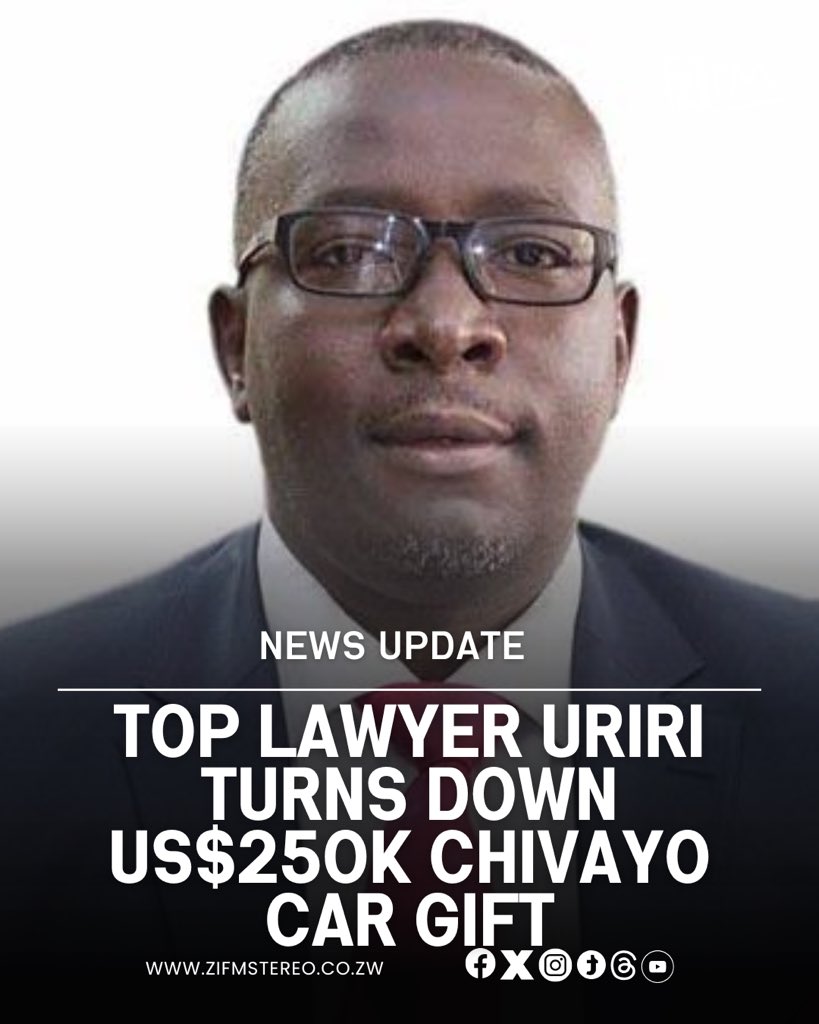 ZiFMStereo's tweet photo. Advocate Lewis Uriri has declined a 2026 Range Rover Sport Autobiography reportedly valued at US$250,000, along with US$100,000 in cash offered by businessman Wicknell Chivayo.

Chivayo praised Uriri as a “Senior Counsel par Excellence” before offering him the luxury vehicle, US$50,000 for fuel and another US$50,000 for his wife.

But Uriri and his wife respectfully declined the gifts, saying he had not done any work for Chivayo since June 2024 and that accepting such substantial benefits could compromise the perception of his professional independence.

Uriri said the previous work Chivayo referred to had been completed in his professional capacity and fully paid for.

He added that accepting the gifts would be inconsistent with the standards expected of legal practitioners and could affect public confidence in the profession.