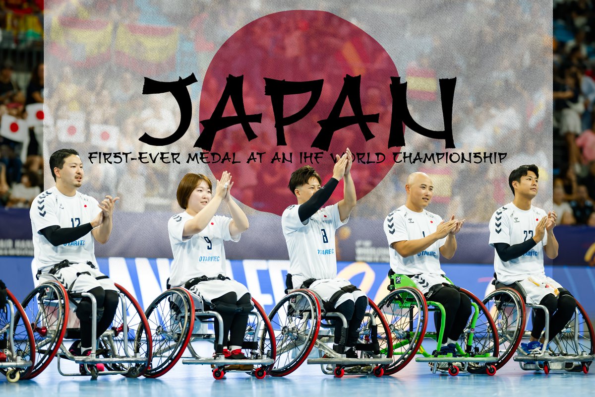 ihfhandball's tweet photo. Their beautiful handball made handball history 🇯🇵✨ Japan's silver medal at the 4th IHF #wheelchairhandball World Championship is the country's first-ever medal at an IHF World Championship, across all disciplines, genders and age categories. We bow to you, Japan!

 #Spain2026 https://t.co/2H2KWXKZQK