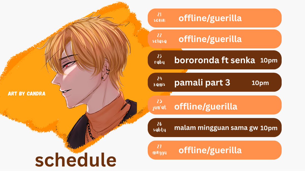 boroboroboris's tweet photo. males desain ya maap
btw ini adalah schedule https://t.co/4vuSngzzd1