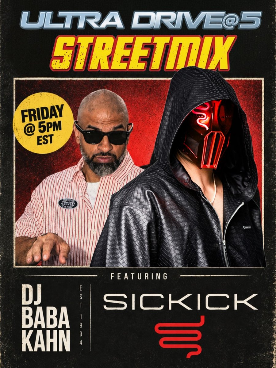 Z1035Toronto's tweet photo. We're turning up the heat this Friday at 5pm with @babakahn &amp; @SickickMusic on the Ultra Drive @ 5 Street Mix 🔥

⏰ Lock this in your calendar for Friday at 5pm
📻 Tune in live on your radio and at https://t.co/ZtzRsNJ4sM
#Z1035 #Toronto #RadioTakeover #DJBabaKahn #Sickick https://t.co/EmwGfmZcGi