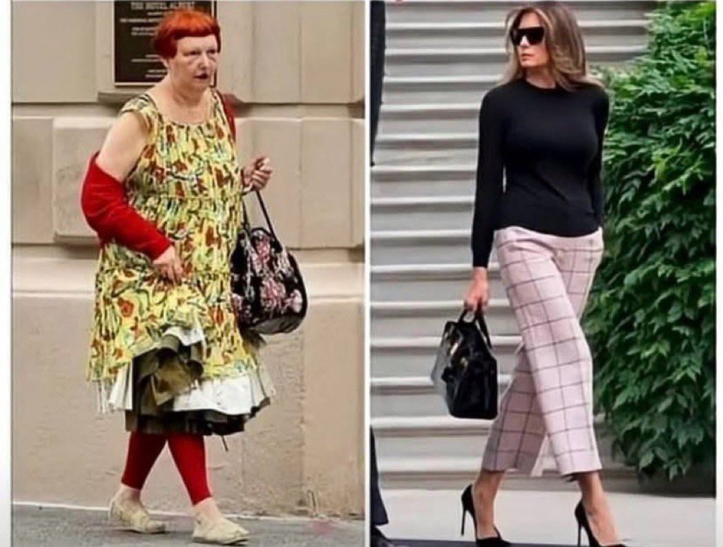 mickitiki's tweet photo. This is the woman criticizing Melania for her choice of shoes. 😂🤣 https://t.co/cCj6mxvXZf