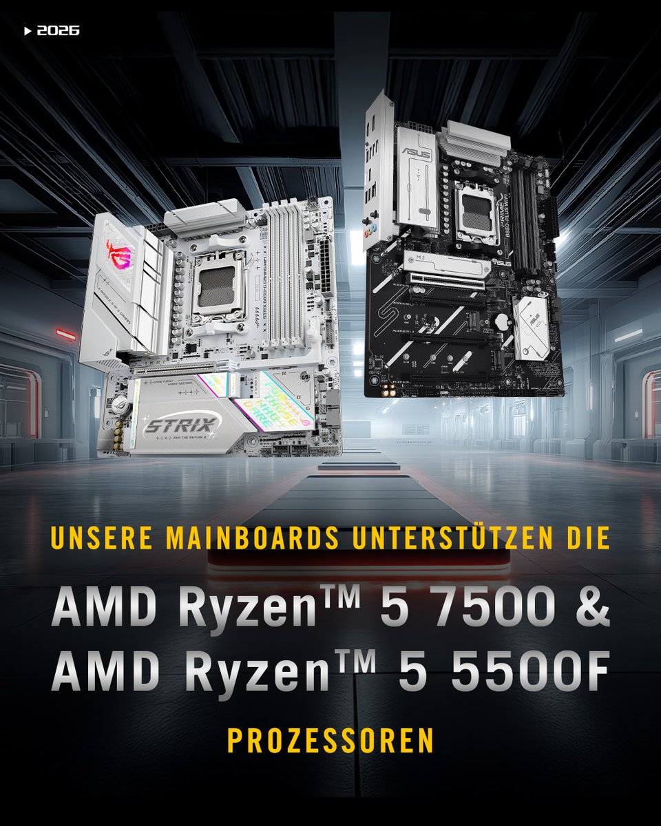 asusrogde's tweet photo. Bereit für das neue Ryzen Lineup. ⚡⁣
⁣
ASUS-Mainboards unterstützen nun den AMD Ryzen™ 5 7500 auf der AM5-Plattform und den Ryzen™ 5 5500F auf der AM4-Plattform.⁣
⁣
#Mainboard #ASUS #AMD https://t.co/DnfZx6ZSNN