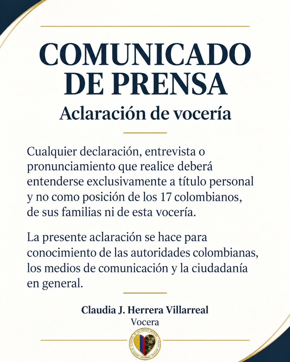 ArmadasColombia's tweet photo. Para conocimiento  @NoticiasCaracol @CaracolRadio @lafm @lcvelez @rcnradio @NoticiasRCN @CanalRCN @infobae @RedMasNoticias @NoticiasUno https://t.co/gXAsNdDs41