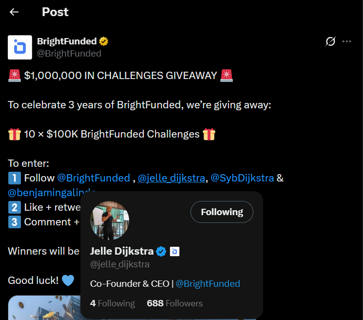 memekusdt's tweet photo. @BrightFunded @jelle_dijkstra @SybDijkstra @benjamingalindo What a massive giveaway! Congratulations on 3 years of BrightFunded! 🔥 I'm ready for the $100K challenge. @HBAR_allin @ASMuhammad23  you both need to check this out and follow them! https://t.co/oqCc2aCs6t