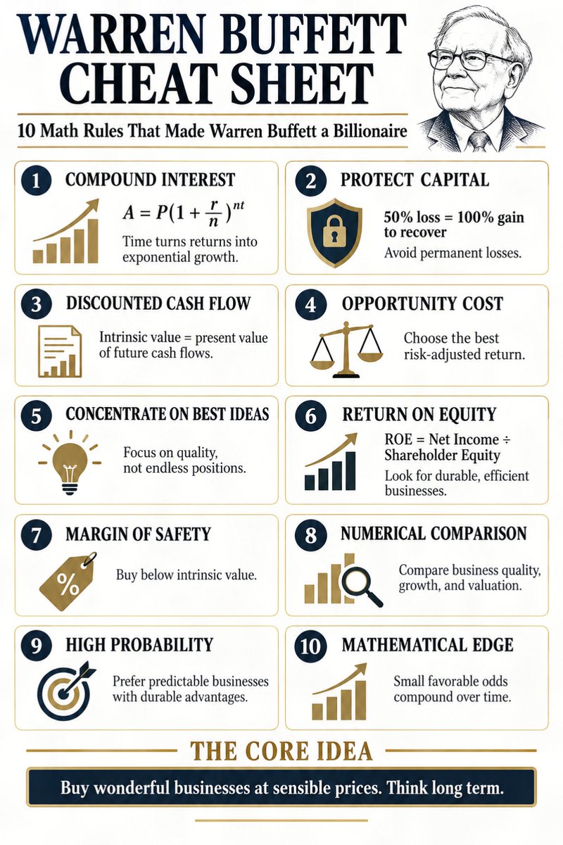 SJosephBurns's tweet photo. 10 Math Rules That Made Warren Buffett a Billionaire: https://t.co/uKiO9cqJmM