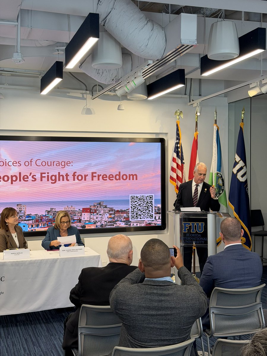 MarioDB's tweet photo. Grateful for the opportunity to join CHLI’s forum, “Voices of Courage: The Cuban People’s Fight for Freedom.” Thank you to @TheCHLI for the invitation—honored to be part of this important conversation.
 
The Cuban people have endured decades of repression, blackouts, and economic hardship, yet their determination for freedom and democracy remains unbroken.
 
A special thank you to my dear friend and mentor, @RosLehtinen, for her leadership and longstanding commitment to the cause of a free Cuba.