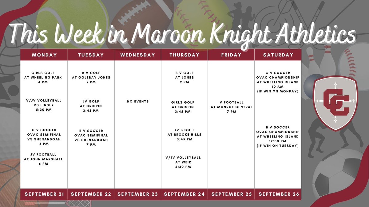 WhgCCAthletics's tweet photo. Full week of opportunities to catch the Knights in action!
OVAC Soccer Week as both our boys and girls teams bid for their third straight conference titles. Girls semifinal is tonight and boys on Tuesday!
Come out and support! https://t.co/WCDjfAerr8