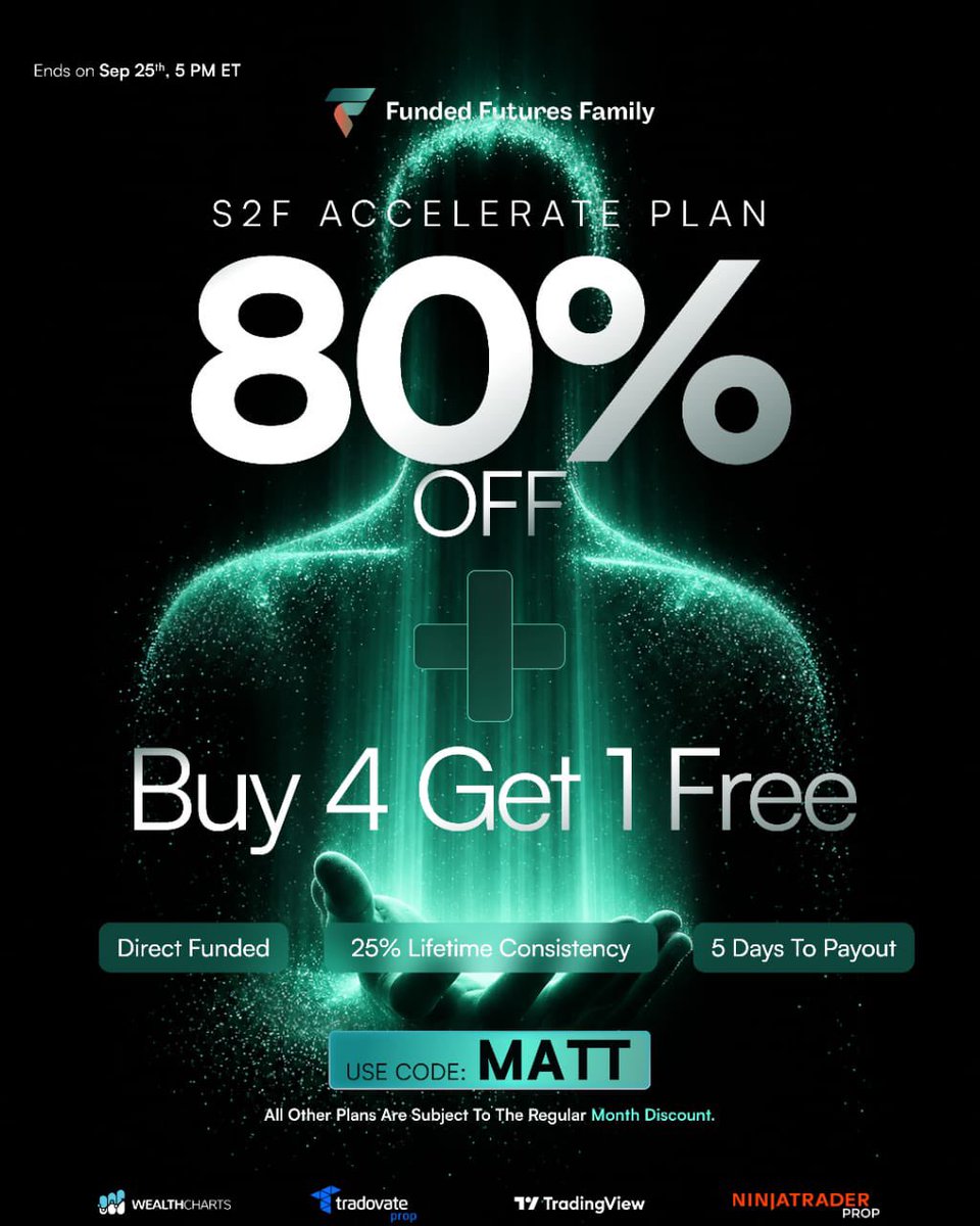 Mohit_fx07's tweet photo. 80% OFF + Buy 4, Get 1 FREE!

Plus, 2 × $50K accounts up for grabs 🎁
One lucky buyer will win both!

Use code MATT to claim the offer. 💚
⏳ Ends Sep 25th, 5 PM ET. https://t.co/iIn3KcWR39