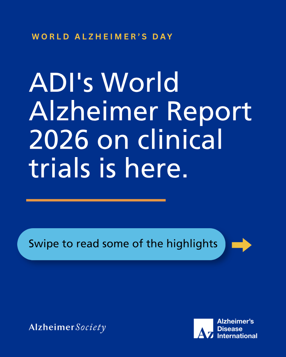AlzCanada's tweet photo. Today is World Alzheimer’s Day. This year marks the 15th anniversary of World Alzheimer’s Month.  Alzheimer’s Disease International has released its World Alzheimer Report 2026 on clinical trials, focused on the future of dementia treatment and research. Swipe through for some of the highlights. The message is clear: a dementia diagnosis matters. At the Alzheimer Society of Canada, we believe no one should face dementia alone. Visit https://t.co/W3RBqrhFCP to learn about the support, programs, and resources available in your community. 

#WorldAlzMonth #DementiaDiagnosisMatters #EarlyDiagnosisMatters

--

Aujourd’hui, nous célébrons la Journée mondiale de l’Alzheimer Cette année, nous fêtons le 15e anniversaire du Mois mondial de la maladie d’Alzheimer. Alzheimer’s Disease International a publié son Rapport mondial Alzheimer 2026 sur les essais cliniques, qui porte sur l’avenir des traitements et de la recherche. Balayez pour découvrir les faits saillants. Le message est clair : le diagnostic des troubles neurocognitifs est crucial. Nous estimons que personne ne devrait avoir à faire face à un trouble neurocognitif dans l’isolement. Visitez https://t.co/86ekThPMc2 pour en savoir plus sur les services de soutien, les programmes et les ressources à disposition près de chez vous.

#MoisMondialAlzheimer #LeDiagnosticCompte #DiagnosticPrécoce