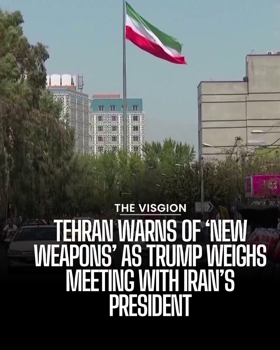 VisgionBreaking's tweet photo. Tehran Warns of 'New Weapons' as Trump Weighs Meeting With Iran's President

Iran said Monday it would use "new weapons with new capabilities" if the U.S. launches fresh attacks, a day after Trump said he's in "deciding mode" on next steps in the war. https://t.co/cfK98WqcJo