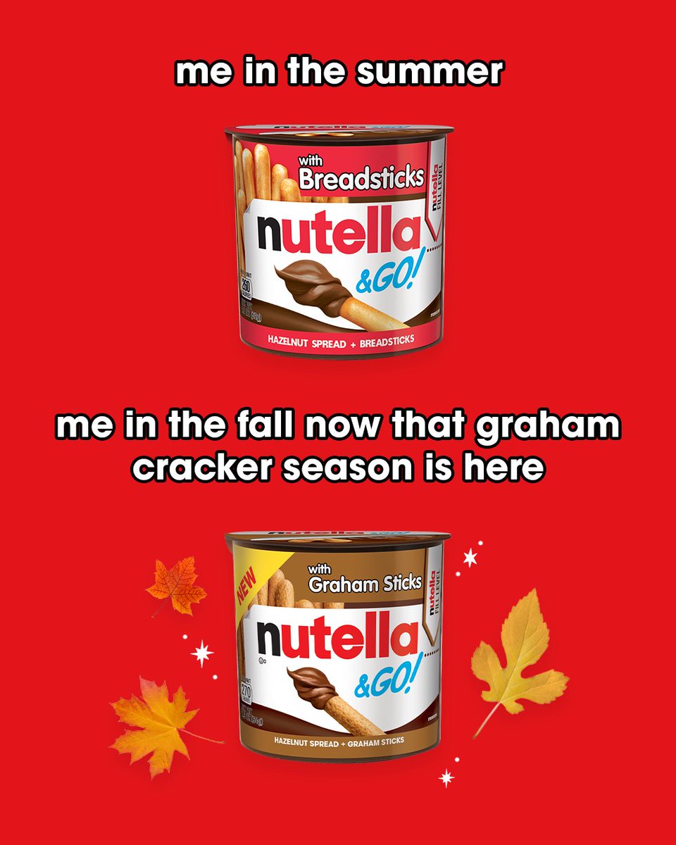 NutellaUSA's tweet photo. Fall tastes better with Nutella &amp; Go! with Graham Sticks ✨ tag someone you’re trying this with https://t.co/F6bjOYcENg