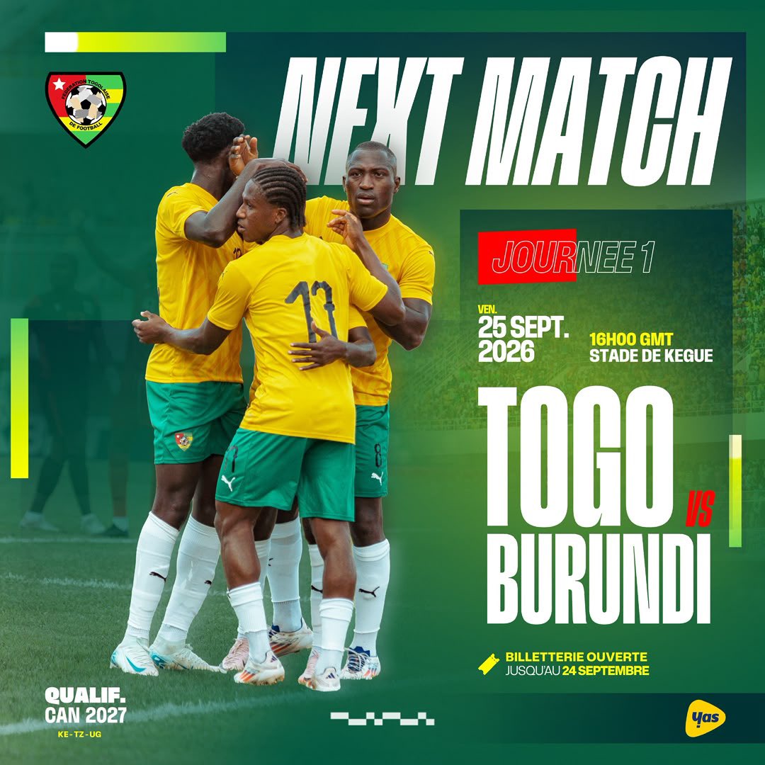 _footballintel's tweet photo. ๐น๐ฌ Togo begin preparations for the 2027 AFCON qualifiers as Patrice Neveuโs squad starts camp in Lomรฉ.
The Hawks face Burundi on September 25 in Lomรฉ before travelling to Ndola to meet Zambia on September 29.
#AFCON #Togo #FootballIntel https://t.co/wTrSJnUrgs