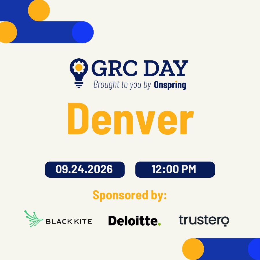 onspring's tweet photo. GRC Day Denver is this week! If you haven't registered yet, grab your spot now. Spend the afternoon stepping away from the day-to-day to dig into risk quantification, emerging AI applications for GRC, and third-party cyber risk management with your peers.

Stick around for happy hour at Oskar Blues Grill & Brew to keep the conversation going.

Last chance to register: https://t.co/hLXtT9ADkd

#GRC #Onspring #Denver #Cybersecurity #TPRM