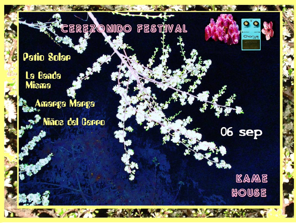 ancienttocatas's tweet photo. Sábado 6 de Septiembre 2014: Cerezonido Festival

Una nueva jornada musical a cargo de Patio Solar, AMARGA MARGA, la banda misma y Niños del Cerro en KAME HOUSE https://t.co/WTpzRNTIX5