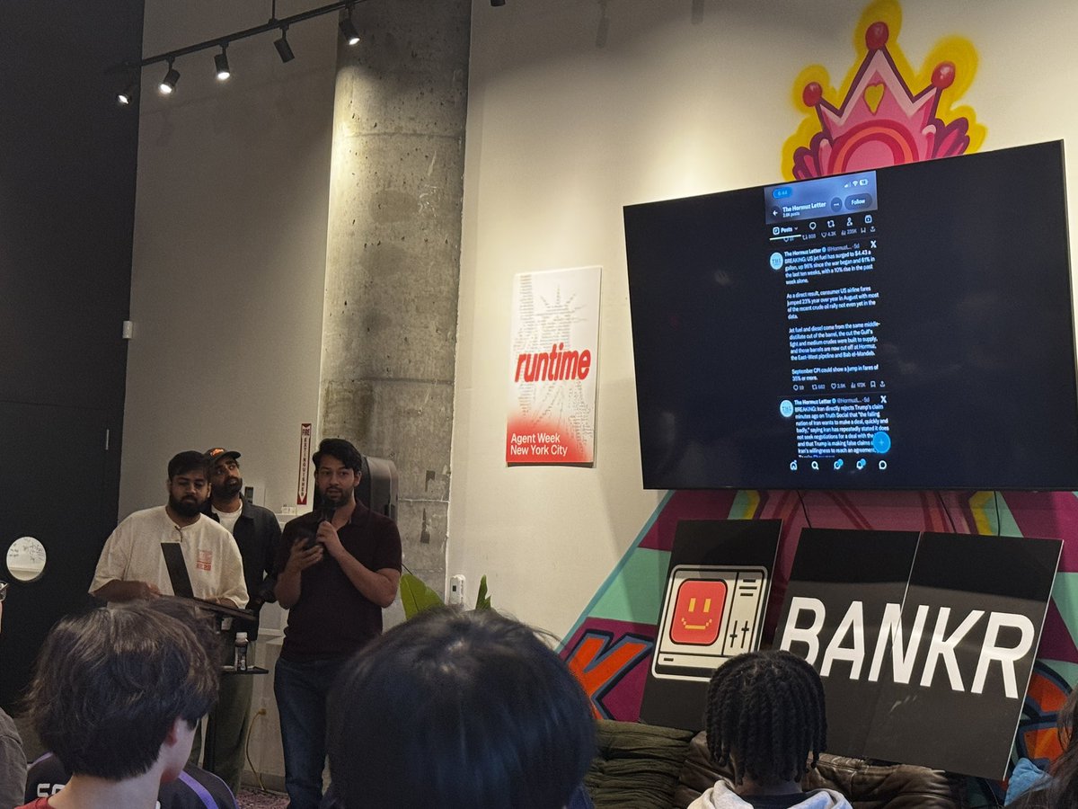 capacitr_xyz's tweet photo. The @capacitr_xyz team had a great time at the @bankrbot runtime event!

Thanks to all the sponsors and shoutout @BobbyThakkar and the @propagandabuild team for organizing an awesome event https://t.co/AoRGOw386I