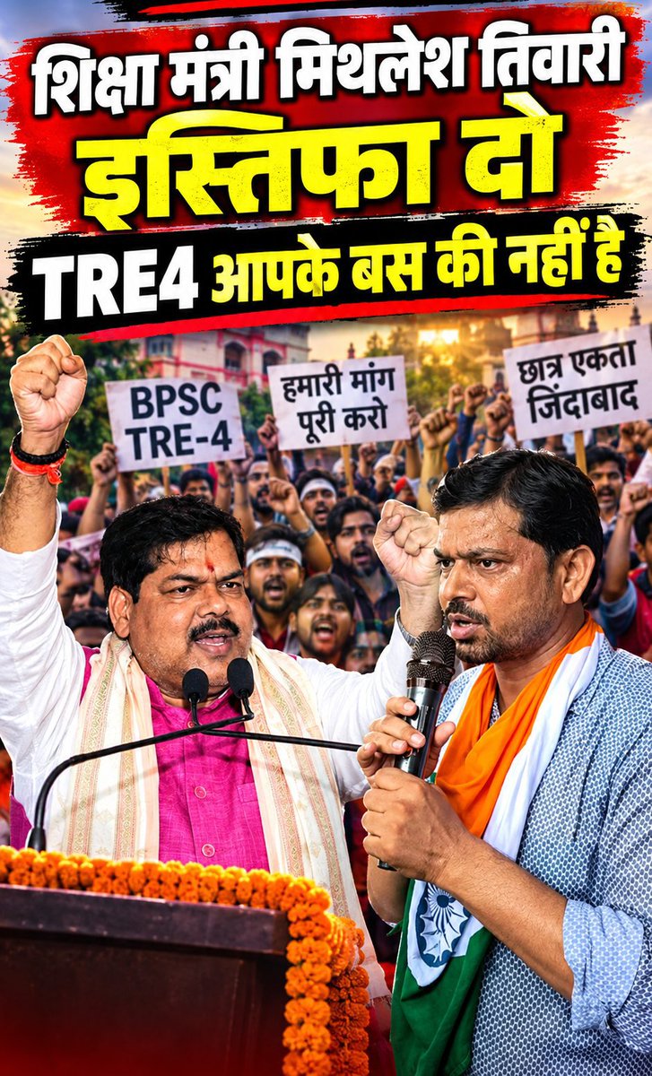 Ravi_Ranjan940's tweet photo. शिक्षा मंत्री मिथलेश तिवारी इस्तिफा दो ✊🔥
@mkrtiwari_bjp 
बिहार स्टूडेंट यूनियन ✊#दिलीप कुमार https://t.co/dVrM6TC1GW