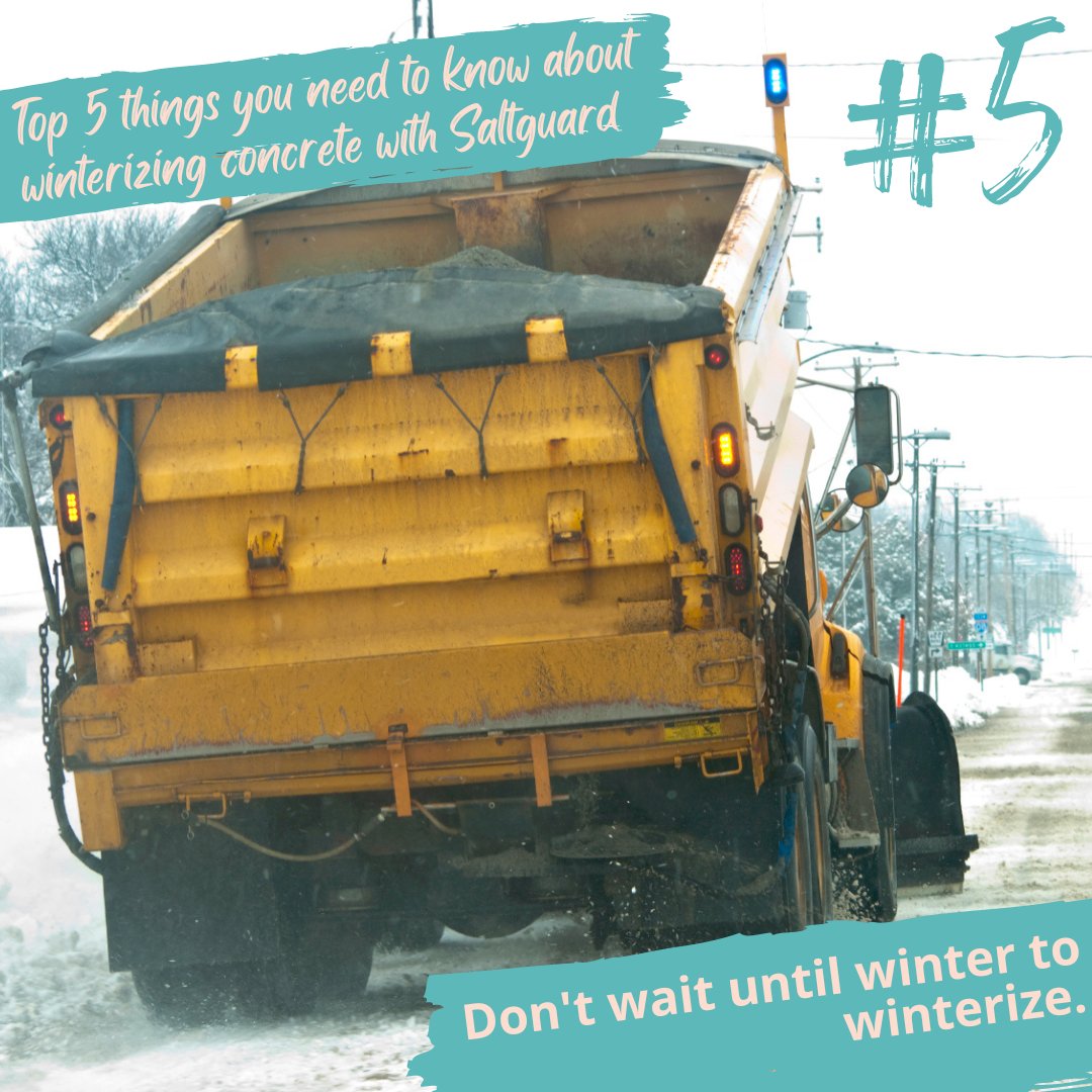 PROSOCO's tweet photo. The 5th thing to know about weatherproofing concrete (and other masonry surfaces): Don't wait until winter to winterize! The time to protect surfaces from the damaging effects of winter is late summer to early fall when temps are between 40-90 F. Protect now. Worry less later! https://t.co/f0oFRqfqI5