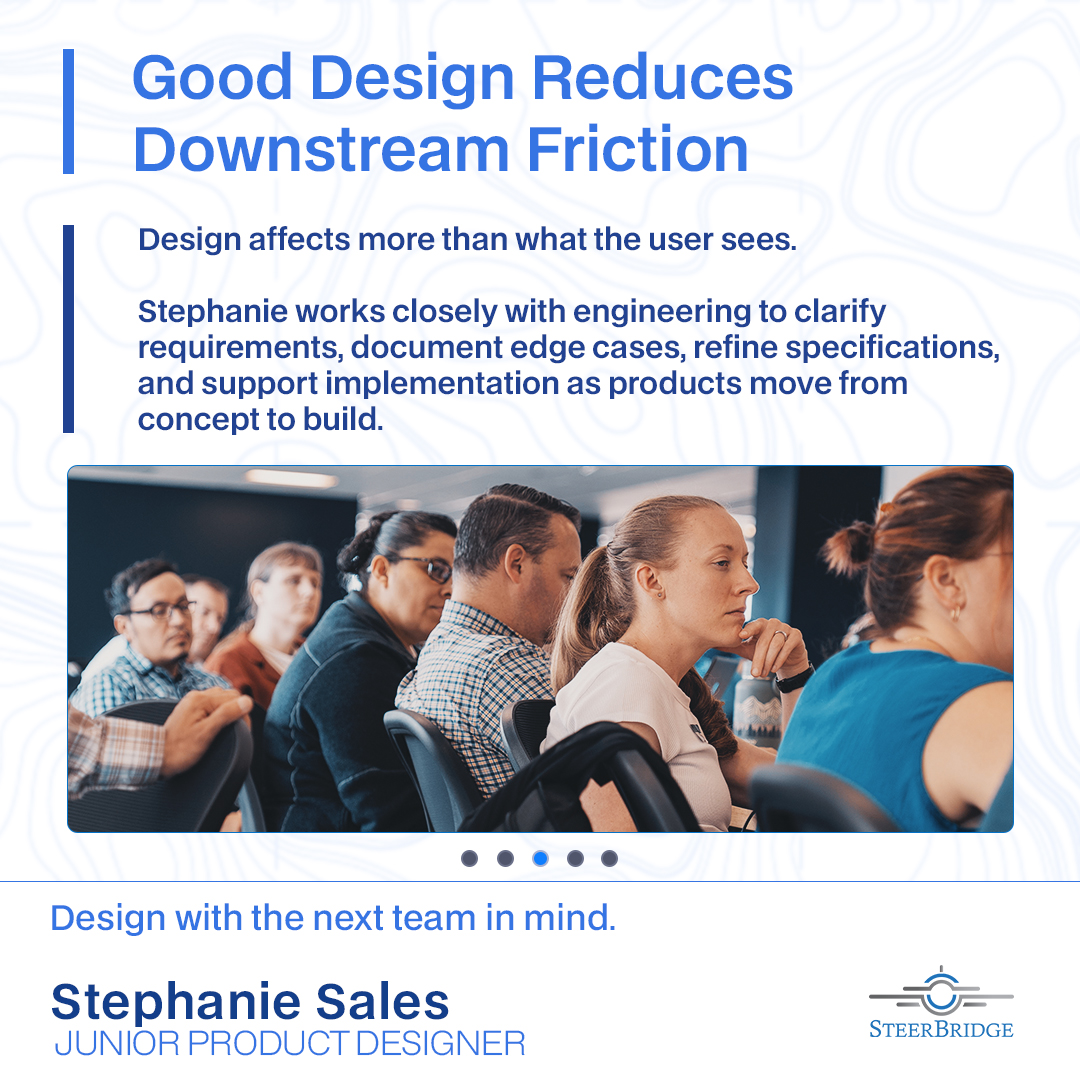 steerbridge's tweet photo. Complex systems get easier to use when someone takes the time to design around the people doing the work.

Stephanie Sales, Junior Product Designer at SteerBridge, helps turn evolving requirements and user needs into clear product direction teams can actually build from.

Her work on an Aviation Readiness Platform Learning Resource Center shows what that looks like in practice, from research and information architecture through prototyping, engineering handoff, content development, and rollout preparation.

Her path to SteerBridge came through the military-connected community and @hiringourheroes. What she’s built since then is a story of growing responsibility, continued learning, and ownership of increasingly complex work.

Opportunity can open the door. Ownership builds what comes next.

Read the full spotlight: https://t.co/xkOHTAeCYZ

#SteerBridge #ProductDesign #UXDesign #MilitarySpouse #HiringOurHeroes
