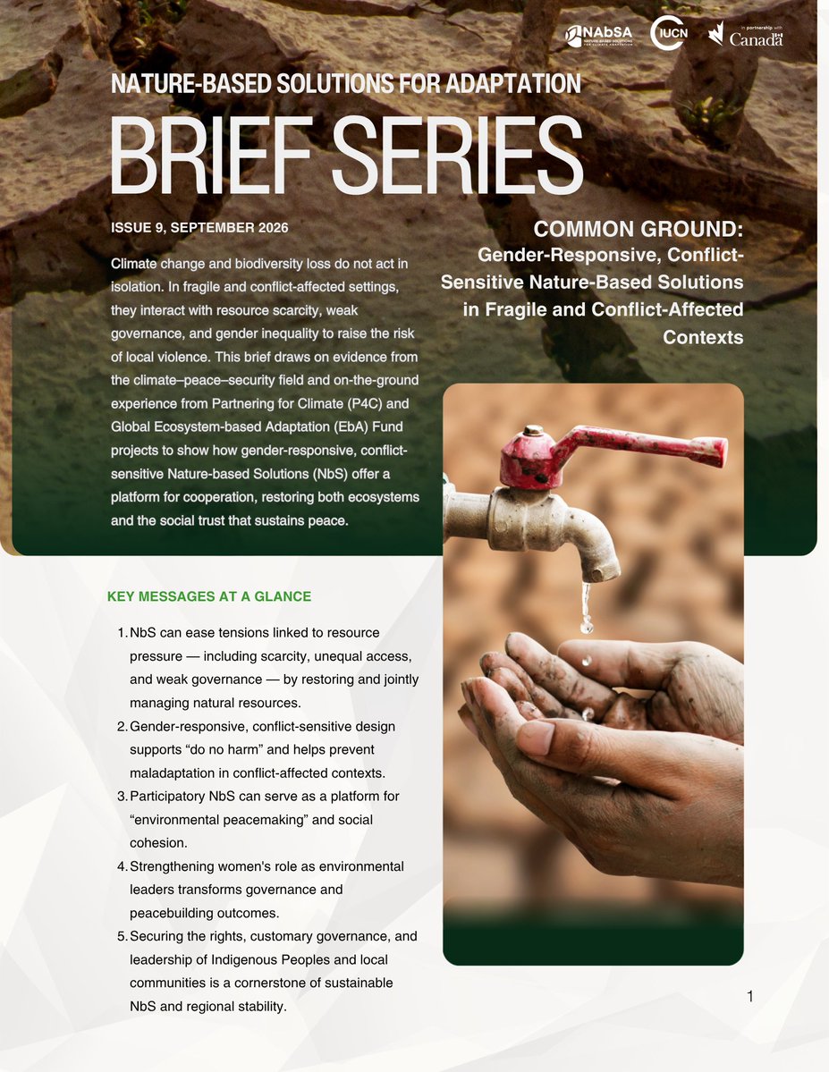 Did you know Nature-based Solutions can ease tensions from resource scarcity, unequal access & weak governance? 

Our new NAbSA brief shows how restoring ecosys