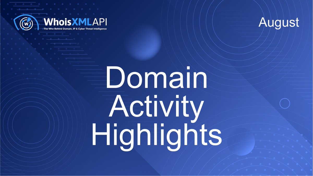 whoisxmlapi's tweet photo. 🚨 August 2026 Domain Activity Highlights: https://t.co/vC4rPQsZBl

We analyzed 11.6M+ new domains:
• 3.0M+ flagged with malicious intent
• 1.097M+ confirmed malicious

See how #TLD trends and attacker behavior are evolving!
#threatintelligence #cybersecurity #domainintel #infosec